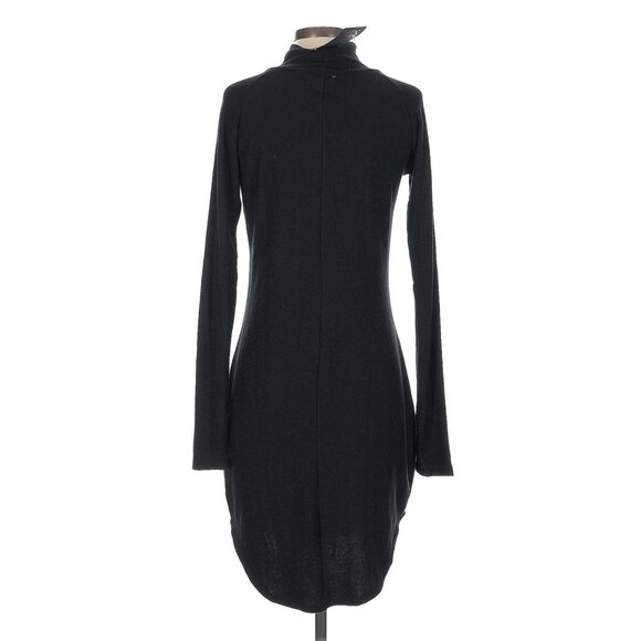 NWT Caser Black Long Sleeve Turtleneck Shirttail Hem Raglan Mini Sweater Dress - Picture 6 of 9